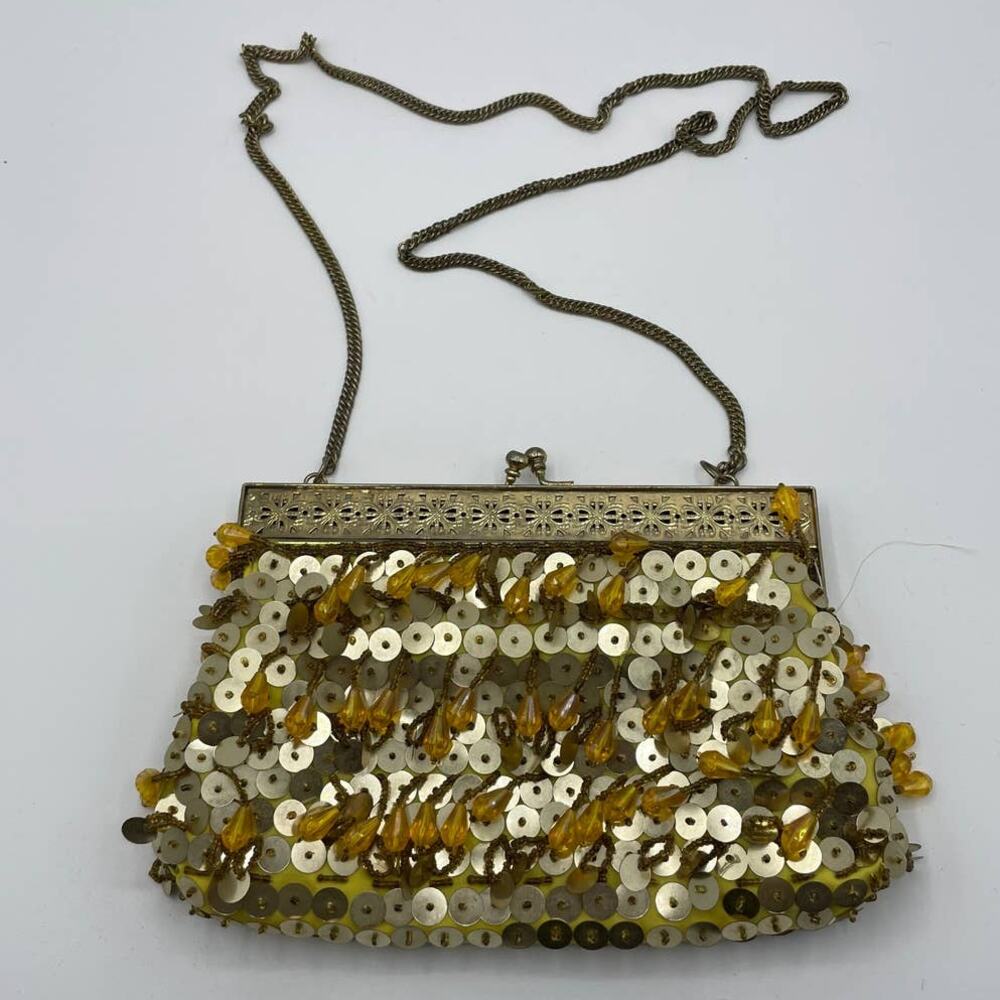 Vintage Gold Beaded Sequins Clutch